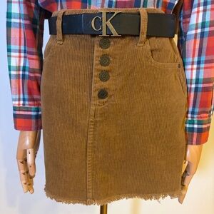 Indigo Rein Corduroy Button Front Mini Skirt - Camel Brown - Size 3/25